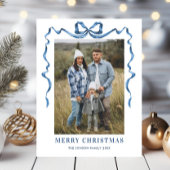 フェスティバルダスティブルークリスマスリボン2写真 ポストカード