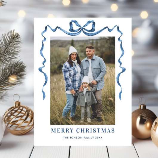 フェスティバルダスティブルークリスマスリボン2写真 ポストカード