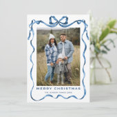 フェスティバルダスティブルークリスマスリボン3写真 シーズンカード (スタンド正面)