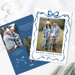 フェスティバルダスティブルークリスマスリボン3写真 シーズンカード