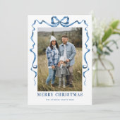 フェスティバルダスティブルークリスマスリボン3写真 シーズンカード (スタンド正面)