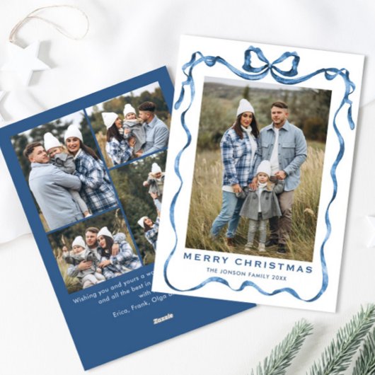 フェスティバルダスティブルークリスマスリボン5写真 シーズンカード