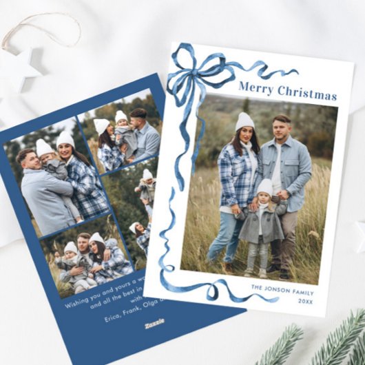 フェスティバルダスティブルークリスマスリボン5写真 シーズンカード