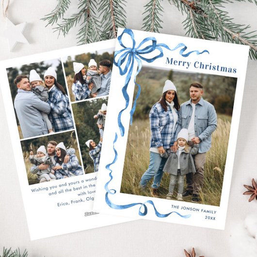 フェスティバルダスティブルークリスマスリボン5写真 シーズンカード