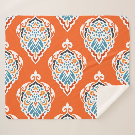 フェスティバルダマスクヴィンテージパターン、エレガントデザイン。 シェルパブランケット (正面(横))