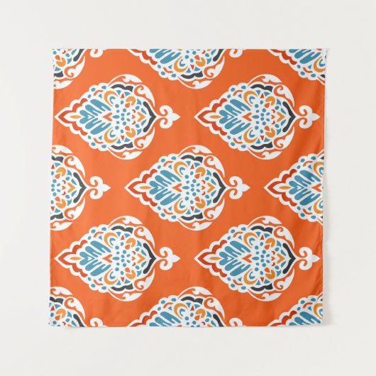 フェスティバルダマスクヴィンテージパターン、エレガントデザイン。 タペストリー (正面(横))