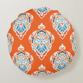 フェスティバルダマスクヴィンテージパターン、エレガントデザイン。 ラウンドクッション (裏面)