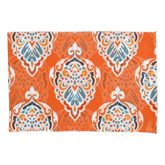 フェスティバルダマスクヴィンテージパターン、エレガントデザイン。 枕カバー (正面)