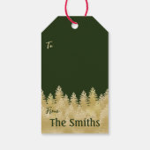 フェスティバルダークグリーン金ゴールドパインツリーズメリークリスマス ギフトタグ (裏面)
