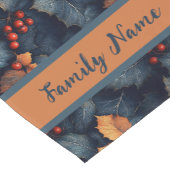 フェスティバルダークブルーリーフとベリーパターン ショートテーブルランナー (コーナー)