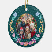 フェスティバルチェシャーキャットフローラリースグリーンクリスマス セラミックオーナメント (左)