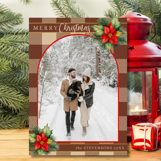 フェスティバルチョコレートバッファロープレイドフローラクリスマス シーズンカード