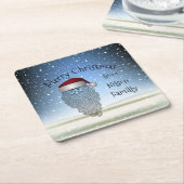 フェスティバルチリツマスパーティーおもしろいキュートサンタクロース スクエアペーパーコースター (アングル)