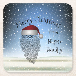 フェスティバルチリツマスパーティーおもしろいキュートサンタクロース スクエアペーパーコースター
