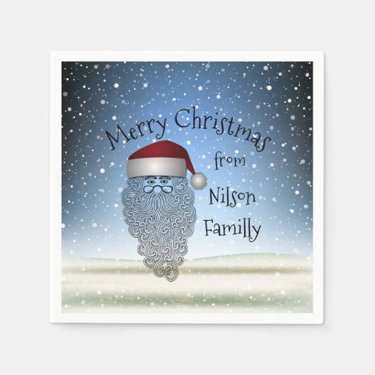 フェスティバルチリツマスパーティーおもしろいキュートサンタクロース スタンダードカクテルナプキン (正面)