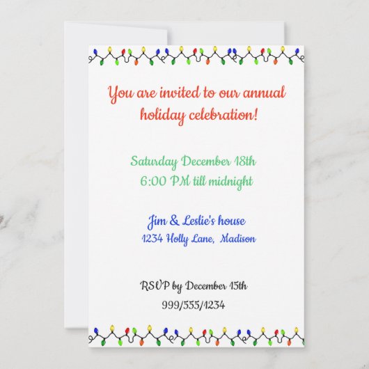 フェスティバルチワフアクリスマスパーティの招待状 招待状 (裏面)