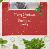 フェスティバルチーキーサンタカスタム写真パーソナライズされた- キッチンタオル (折り畳み)