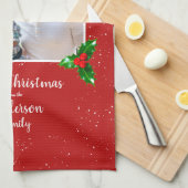 フェスティバルチーキーサンタカスタム写真パーソナライズされた- キッチンタオル (四つ折り)