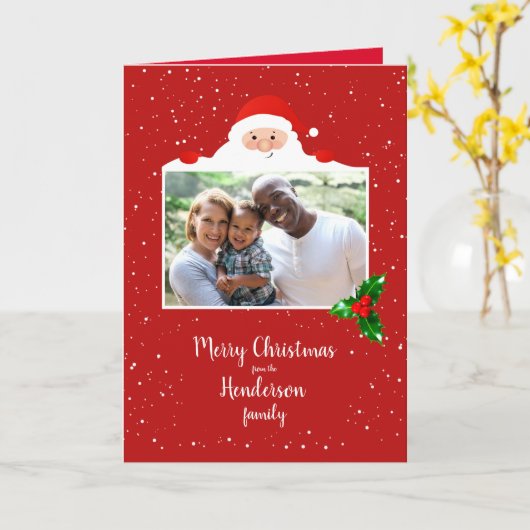 フェスティバルチーキーサンタ – カスタム写真 – パーソナライズされた カード (黄色い花)