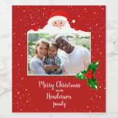 フェスティバルチーキーサンタ – カスタム写真 – パーソナライズされた ワインラベル (シングルラベル)