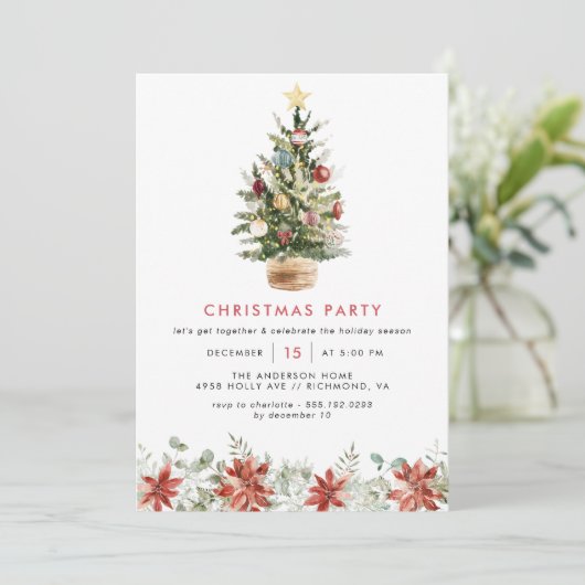 フェスティバルツリーおもしろい水色ファミリークリスマスパーティー 招待状 (スタンド正面)