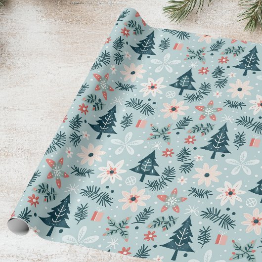 フェスティバルツリーアンドフラワーデザイン ラッピングペーパー