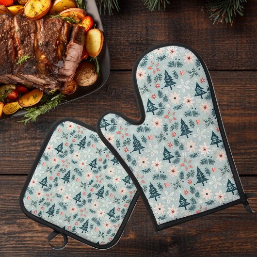 フェスティバルツリーアンドフラワーデザイン 鍋つかみ&鍋敷きセット