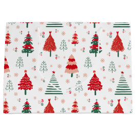 フェスティバルツリーパターンスカンジナビアクリスマス ラージペーパーバッグ