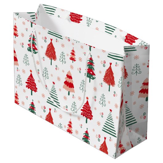 フェスティバルツリーパターンスカンジナビアクリスマス ラージペーパーバッグ (裏面アングル)