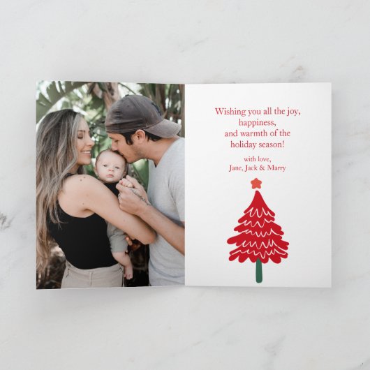 フェスティバルツリーパターン2枚の写真の北クリスマス シーズンカード (内部)