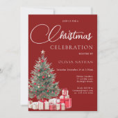 フェスティバルツリーファミリーまたは企業のクリスマスパーティー 招待状 (正面)