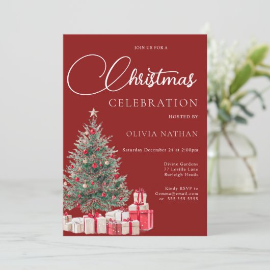 フェスティバルツリーファミリーまたは企業のクリスマスパーティー 招待状 (スタンド正面)