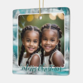 フェスティバルツリー冬の雪1写真メリークリスマス セラミックオーナメント (左)