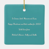 フェスティバルツリー冬の雪1写真メリークリスマス セラミックオーナメント (裏面)