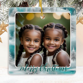 フェスティバルツリー冬の雪1写真メリークリスマス セラミックオーナメント