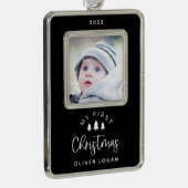 フェスティバルツリー初めてのクリスマス写真 シルバープレートフレームオーナメント (右)