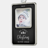フェスティバルツリー初めてのクリスマス写真 シルバープレートフレームオーナメント (左)