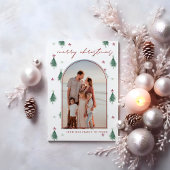 フェスティバルツリー&スターズメリークリスマスカード金ゴールド 招待状