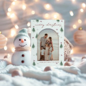 フェスティバルツリー&スターズメリークリスマスカード金ゴールド 招待状