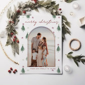 フェスティバルツリー&スターズメリークリスマスカード金ゴールド 招待状