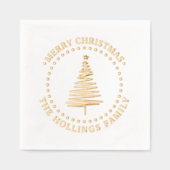 フェスティバルツリー#2メリークリスマスグリーティング名 箔ナプキン (正面)