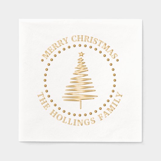フェスティバルツリー#2メリークリスマスグリーティング名 箔ナプキン (正面)