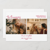 フェスティバルツーフォトコラージュシンプルバジェットクリスマス シーズンカード (正面/裏面)