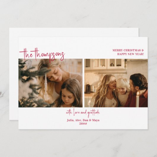 フェスティバルツーフォトコラージュシンプルバジェットクリスマス シーズンカード (正面/裏面)