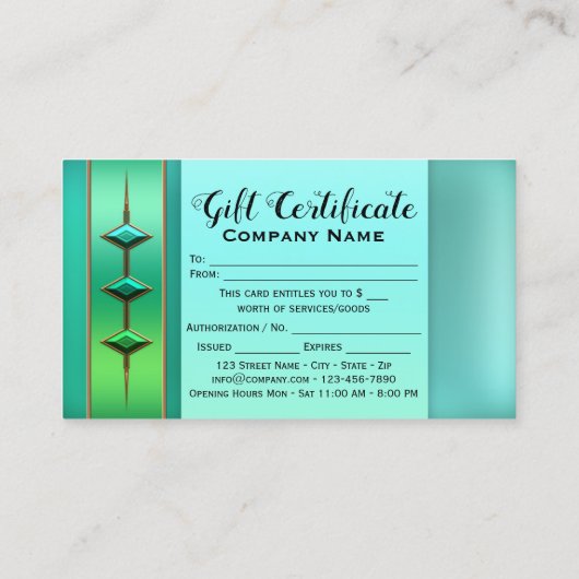 フェスティバルティール（緑がかった色）グリーンギフト券テンプレート 割引カード (裏面)