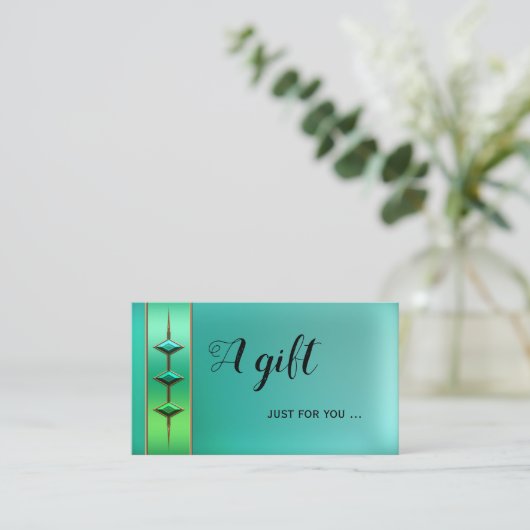 フェスティバルティール（緑がかった色）グリーンギフト券テンプレート 割引カード (スタンド正面)