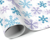 フェスティバルティール（緑がかった色）紫色の雪片タイルのクリスマス ラッピングペーパー (ロールコーナー)