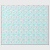 フェスティバルティール（緑がかった色）紫色の雪片タイルのクリスマス ラッピングペーパー (フラット)