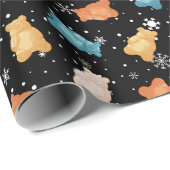 フェスティバルテディベアとスノーフレークスラッピング紙 ラッピングペーパー (ロールコーナー)