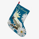 フェスティバルデイジーオウム鮮やか花 ラージクリスマスストッキング (正面 (吊り時))